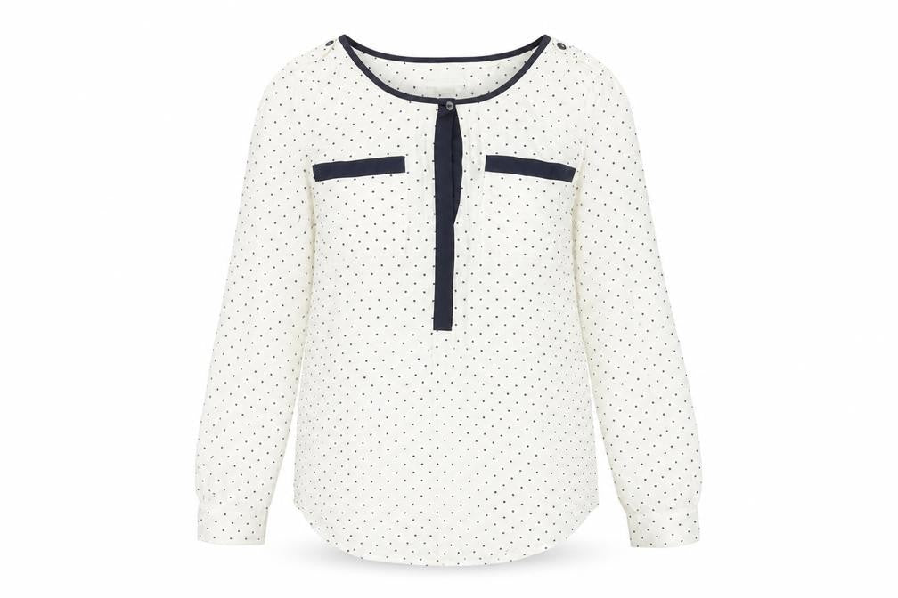 Monsoon Women's White Polka Dot Blouse Size 8