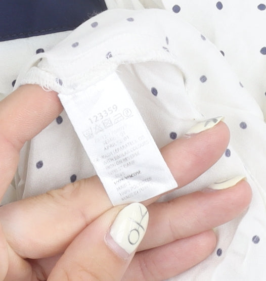 Monsoon Women's White Polka Dot Blouse Size 8