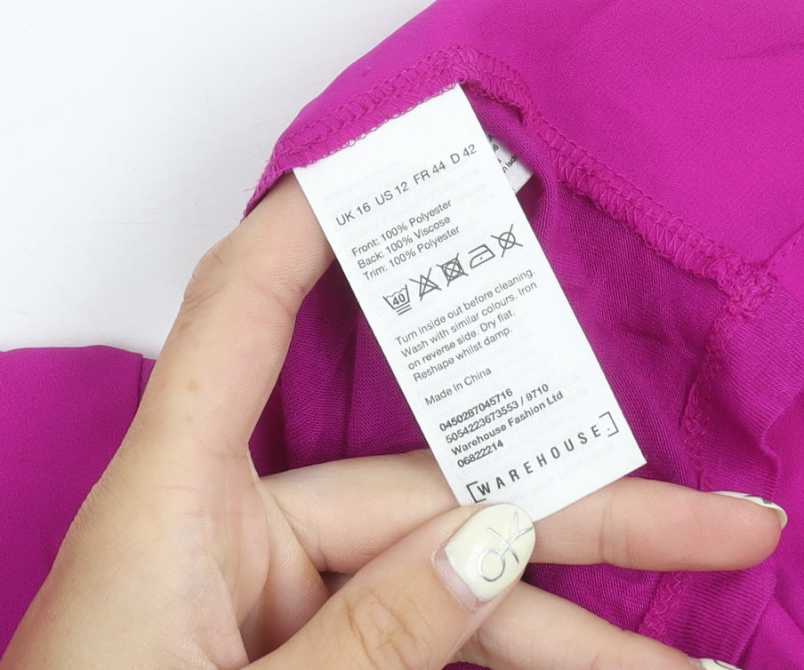 Warehouse Women's Pink V-Neck Blouse Size 16