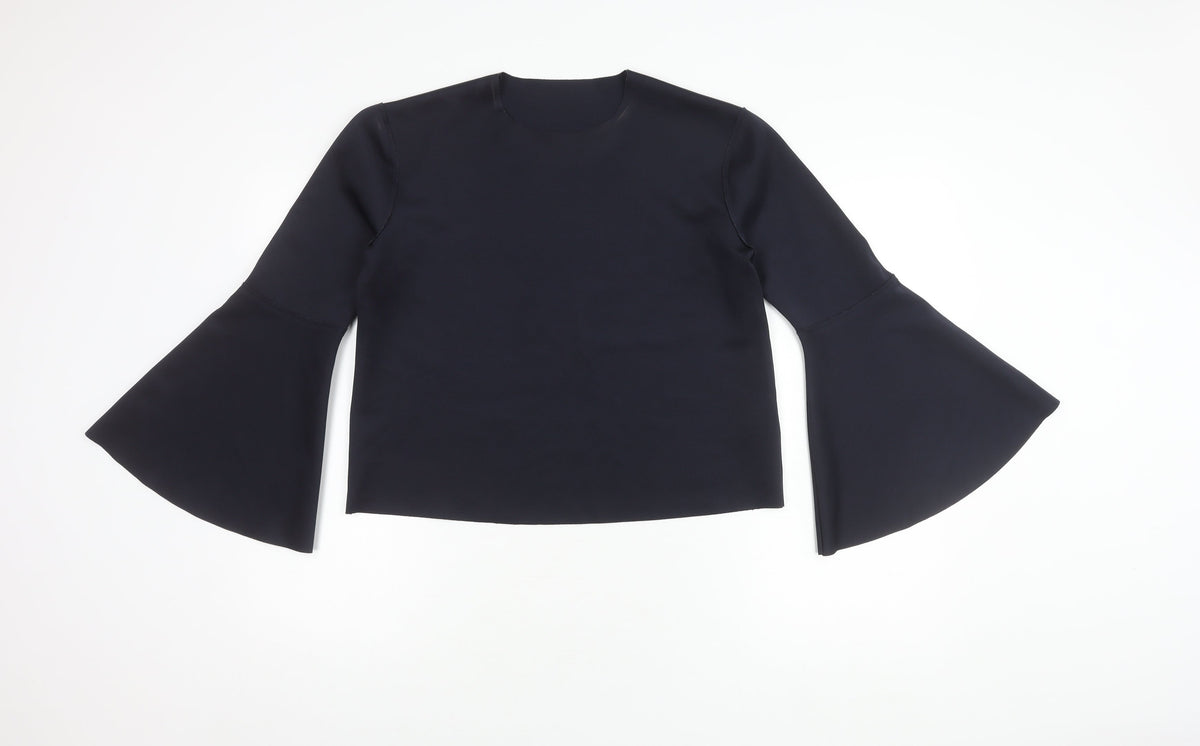 Topshop Women's Black Bell Sleeve Top, Size 8