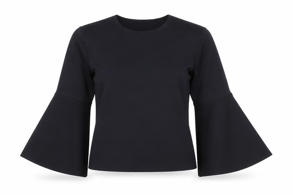 Topshop Women's Black Bell Sleeve Top, Size 8