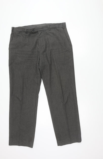 Marks & Spencer Grey Men's Trousers, Regular Fit, Size 36