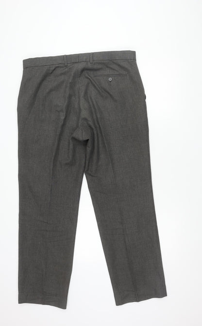Marks & Spencer Grey Men's Trousers, Regular Fit, Size 36