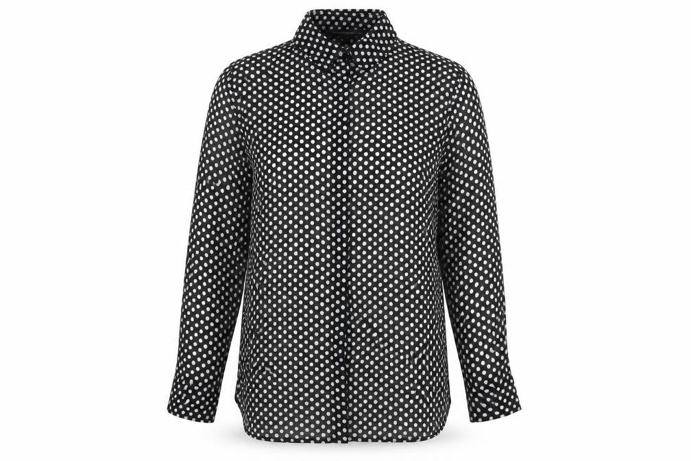French Connection Women’s Black Polka Dot Button-Up Shirt