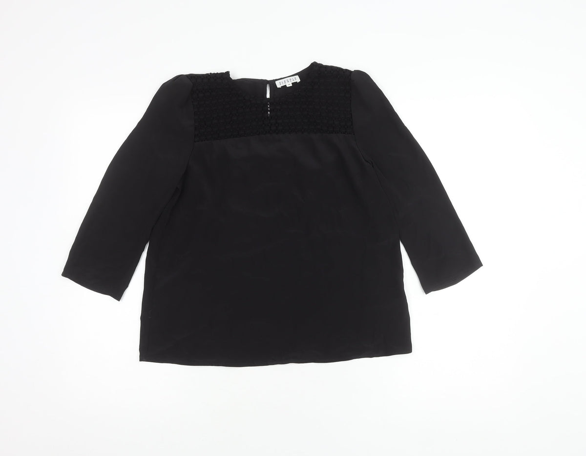 Claudie Pierlot Women's Black Top Size 8, Elegant 3/4 Sleeve