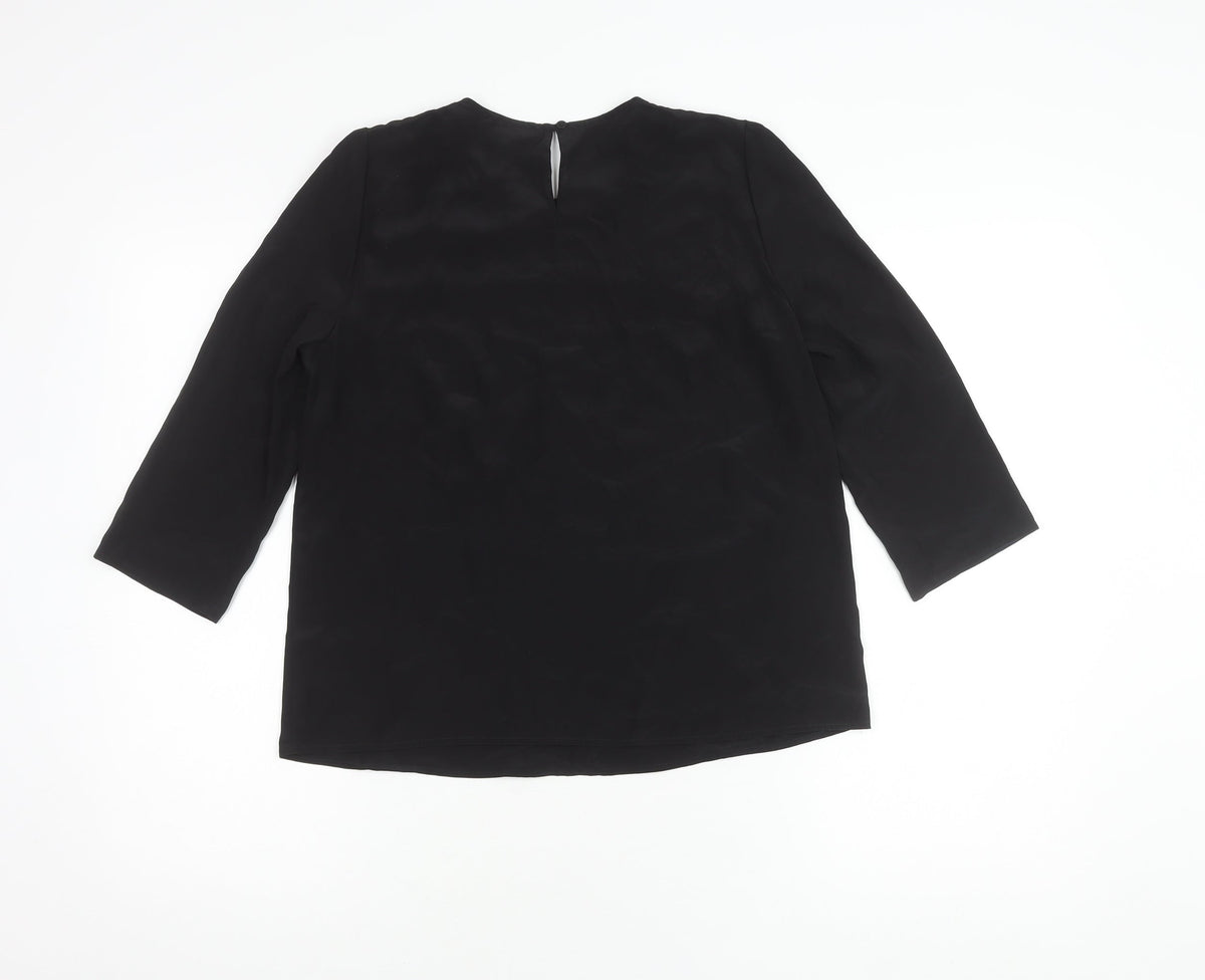 Claudie Pierlot Women's Black Top Size 8, Elegant 3/4 Sleeve
