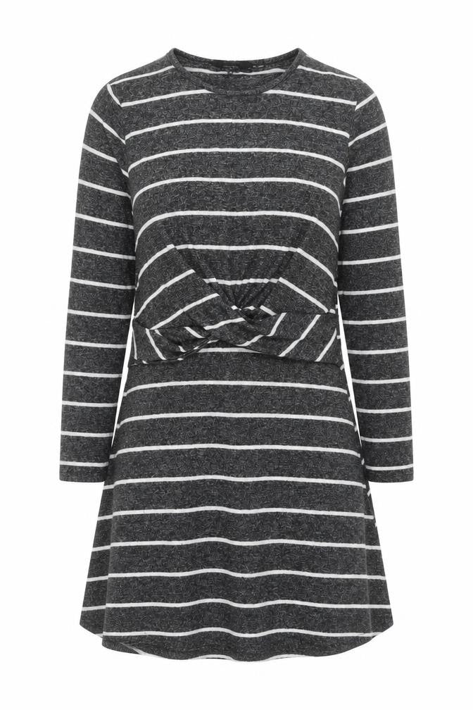 Dorothy Perkins Women's Grey Striped Shift Dress Size 18