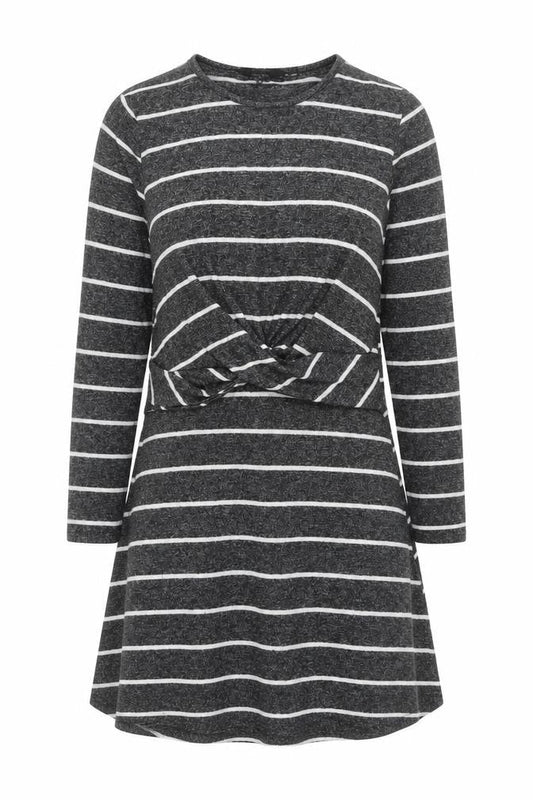 Dorothy Perkins Women's Grey Striped Shift Dress Size 18