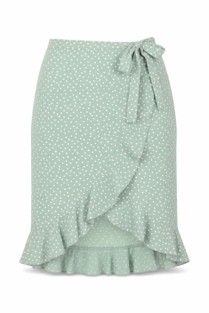 Quiz Women's Green Polka Dot Wrap Skirt Size 12