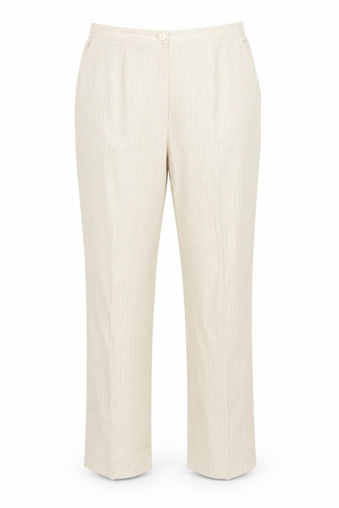 Klass Unisex Beige Striped Trousers Size 16