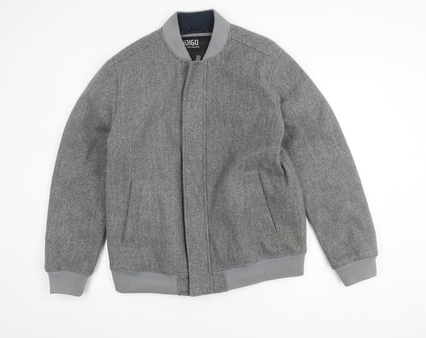 Indigo Men's Grey Bomber Jacket Size L