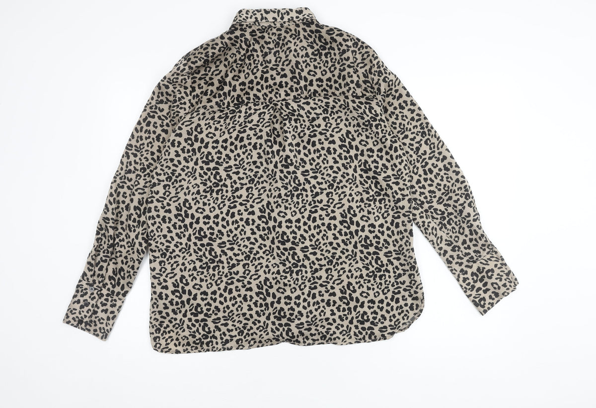 MNG Women's Multicoloured Animal Print Button-Up Shirt