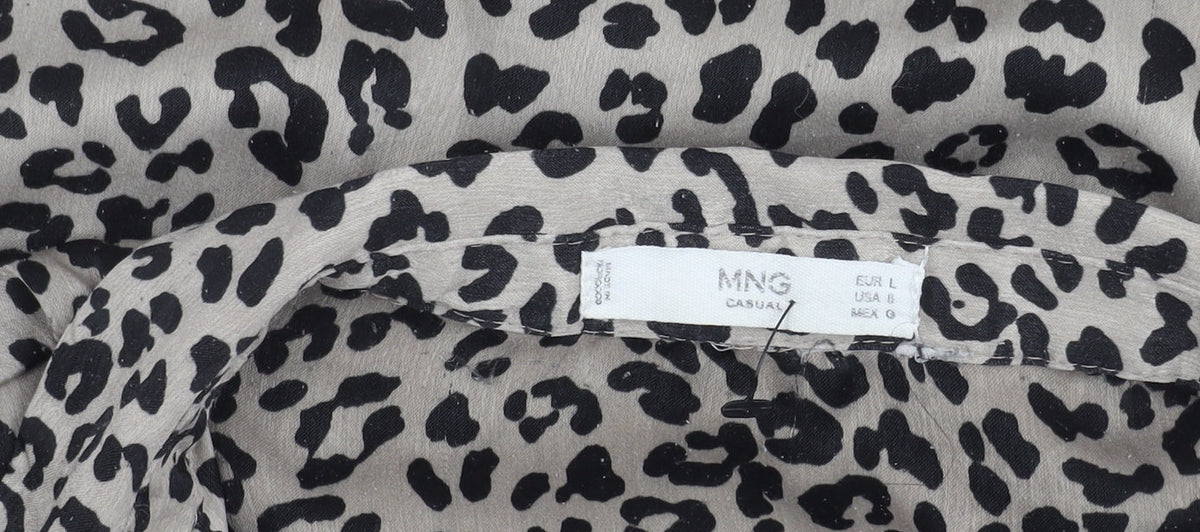 MNG Women's Multicoloured Animal Print Button-Up Shirt