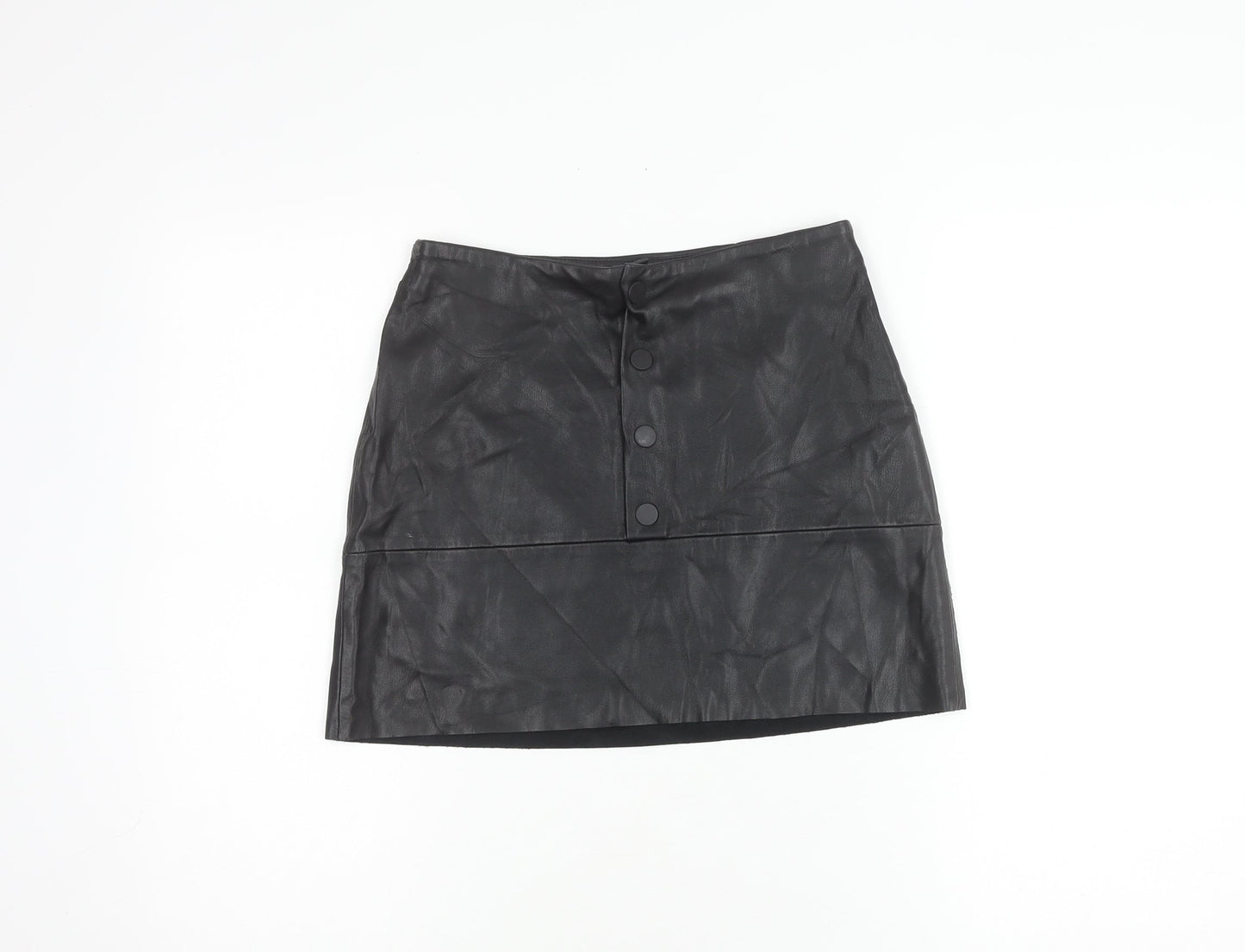 Zara Women's Black XS Straight Button Skirt