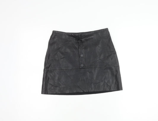 Zara Women's Black XS Straight Button Skirt
