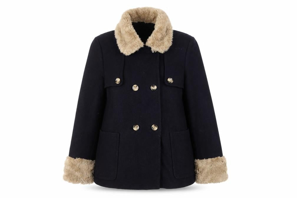 Topshop Women's Black Wool Pea Coat Size 12