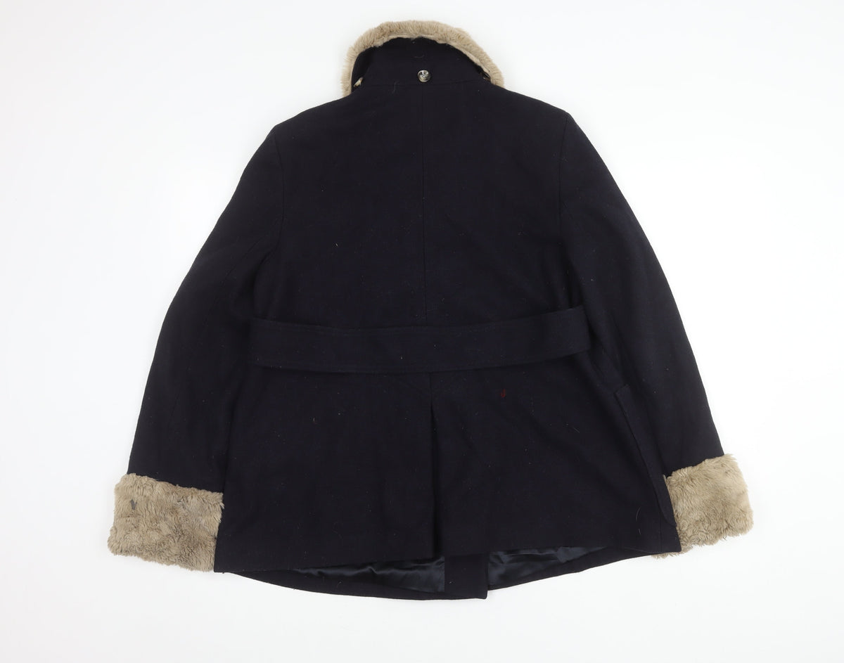 Topshop Women's Black Wool Pea Coat Size 12