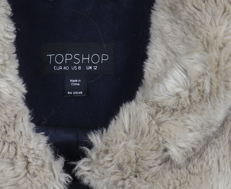Topshop Women's Black Wool Pea Coat Size 12