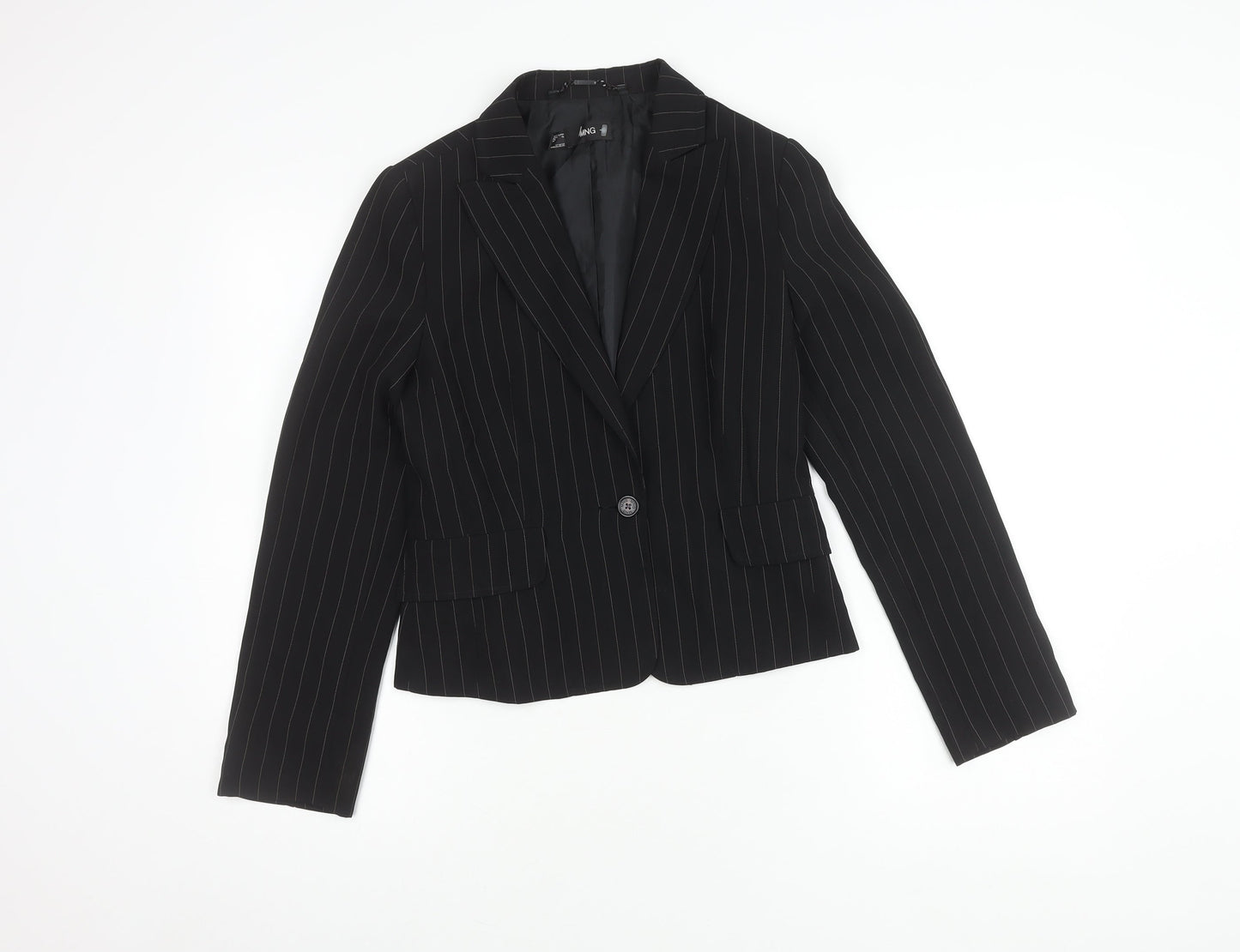 MNG Women's Black Blazer, Size 10, Pinstripe Style