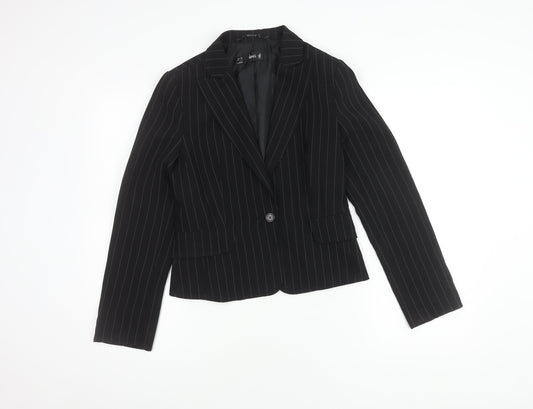 MNG Women's Black Blazer, Size 10, Pinstripe Style