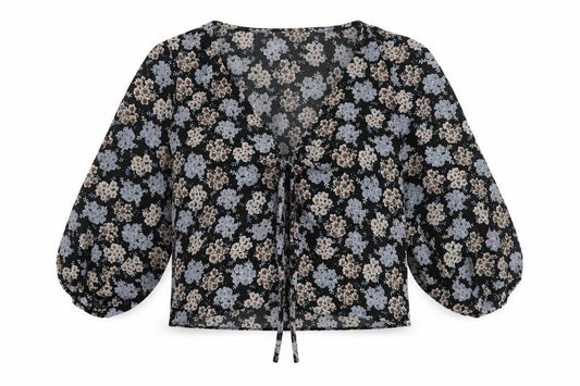 Urban Outfitters Women's Black Floral Blouse
