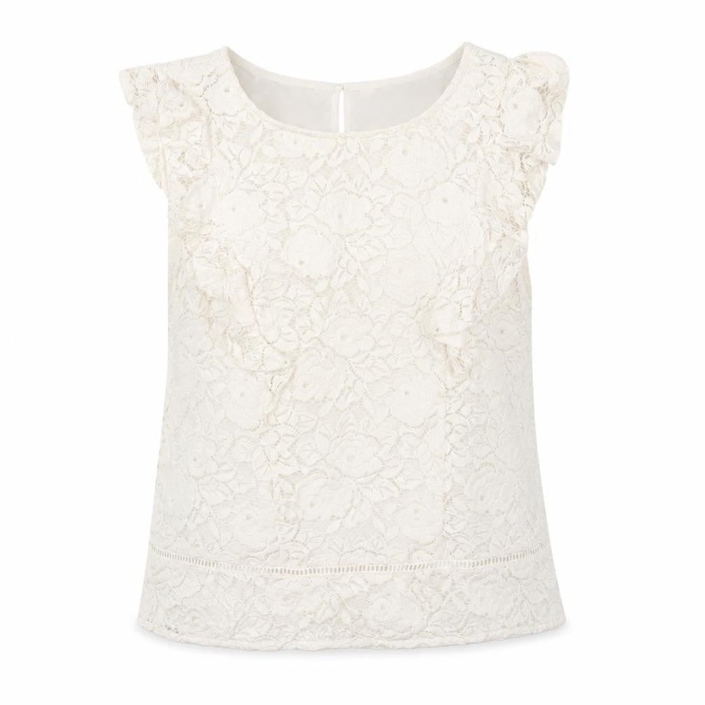 Oasis Women's Ivory Floral Lace Blouse UK 12