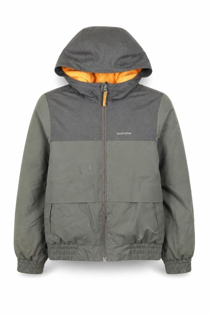 Quechua Boys Green Hooded Windbreaker Jacket, Size 7-8 Years