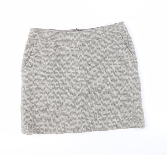 Jigsaw Women's Grey Herringbone Wool Skirt, Size 12