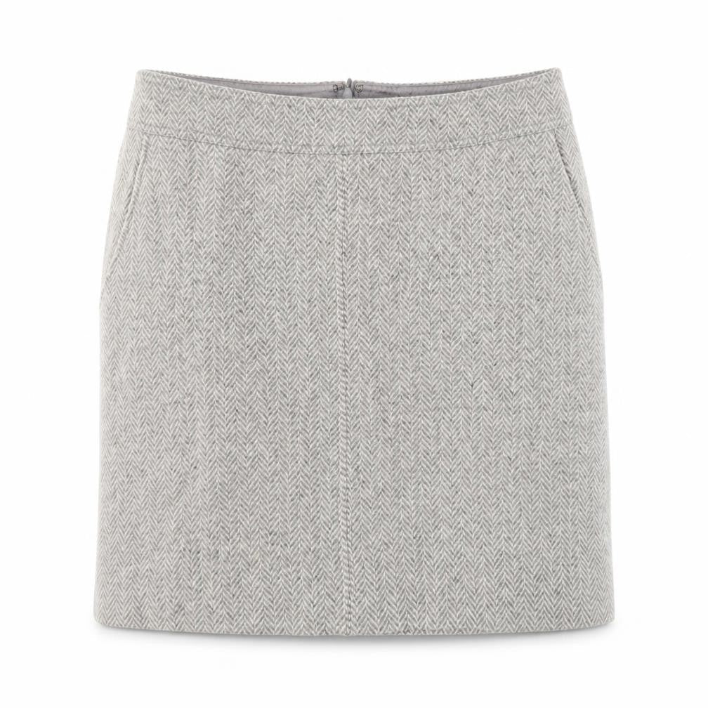 Jigsaw Women's Grey Herringbone Wool Skirt, Size 12