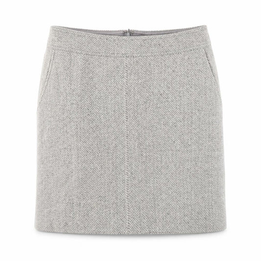 Jigsaw Women's Grey Herringbone Wool Skirt, Size 12