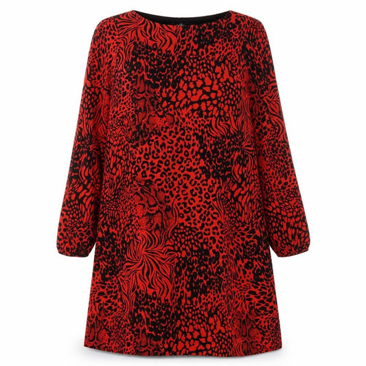 Wallis Women Red Animal Print Shift Dress Size 12