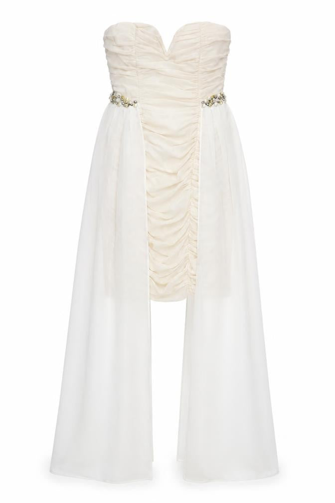 Quiz Women's Ivory Sheath Dress Size 8 Strapless