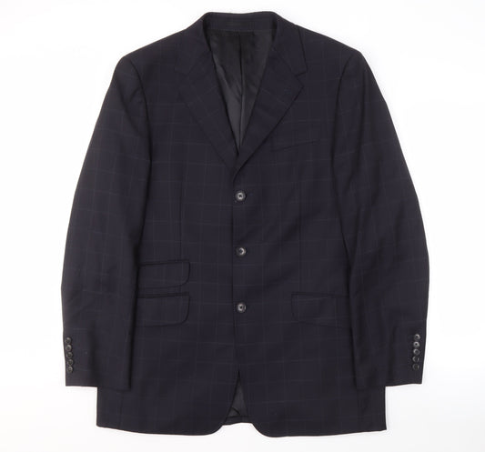 Next Men's Black Check Blazer 42L Formal Luxury