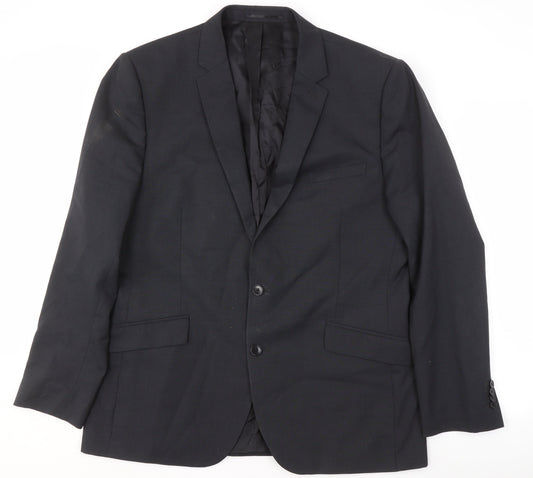 Kenneth Cole Men's Black Blazer 44R Formal Wool Jacket
