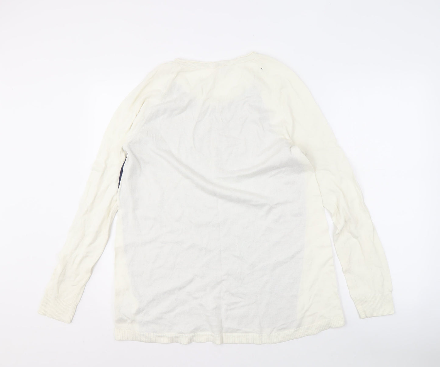 Gap Women's Ivory & Blue Cotton Raglan Jumper L
