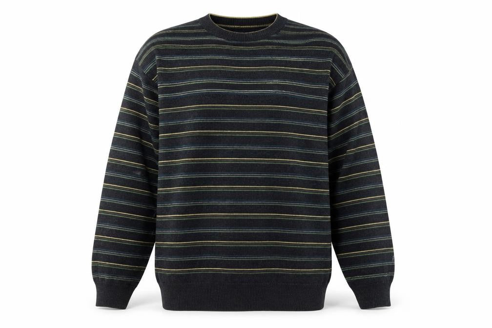 NEWS Men's Black Striped Pullover Jumper Size 2XL