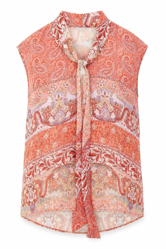 Roman Women's Red Paisley Blouse Size 12 Sleeveless
