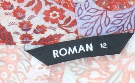 Roman Women's Red Paisley Blouse Size 12 Sleeveless