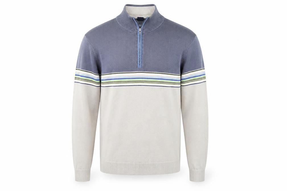 GAP Men's Grey Striped Full Zip Jumper M