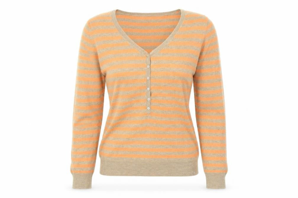 GAP Women's Multicoloured Striped Henley Jumper - S