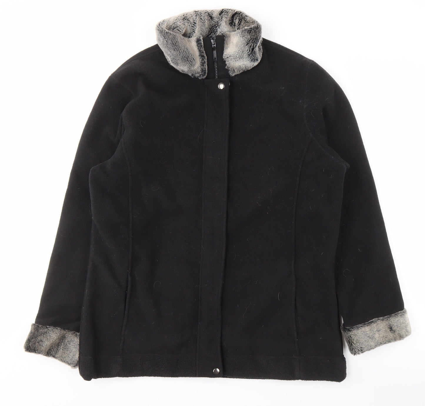 Cotton Traders Women's Black Fur Trim Jacket Size 12
