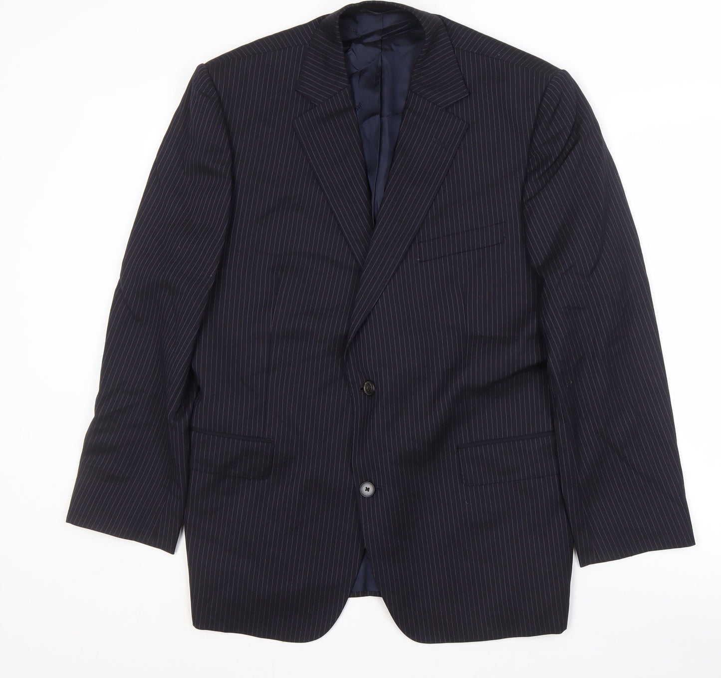 Jaeger Men's Blue Stripe Short Blazer Jacket 42S