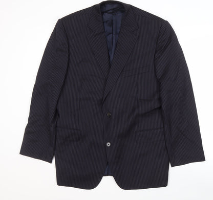 Additional front view of Jaeger Men's Blue Stripe Short Blazer Jacket 42S