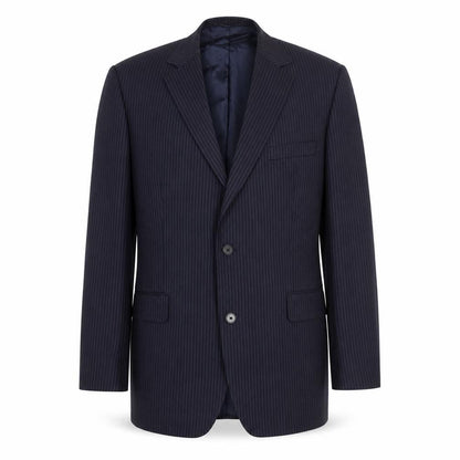 Front view of Jaeger Men's Blue Stripe Short Blazer Jacket 42S