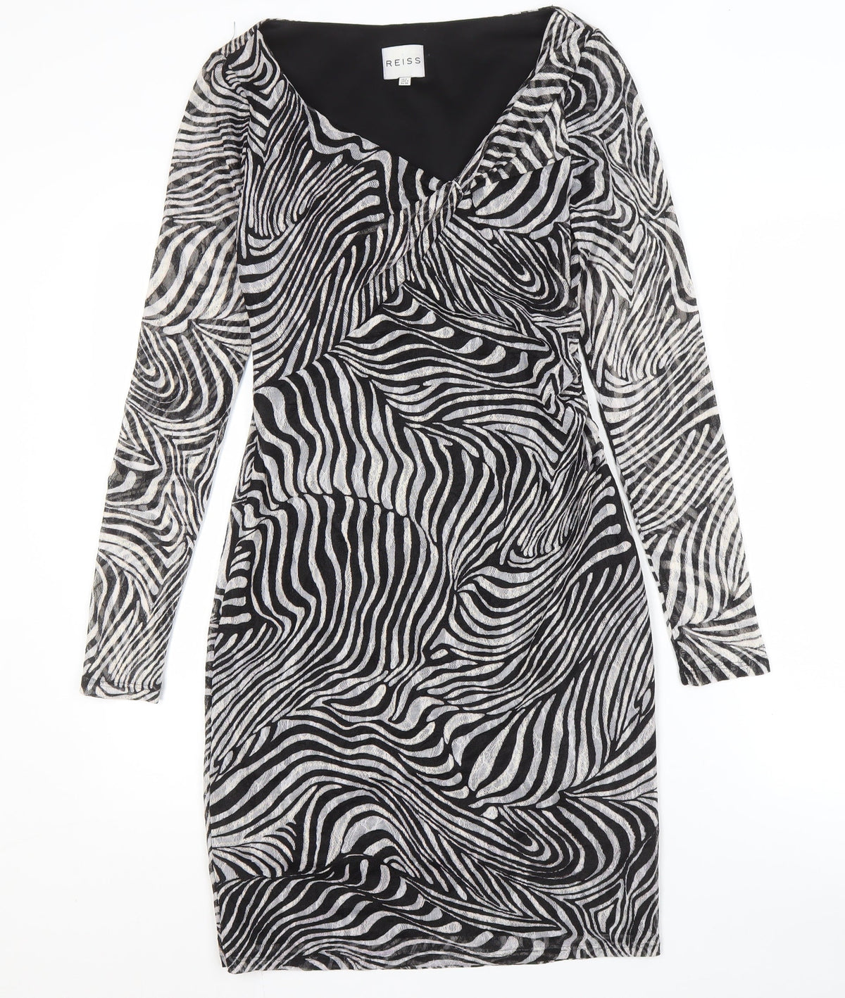 Reiss Women's Black Animal Print Dress Size 8