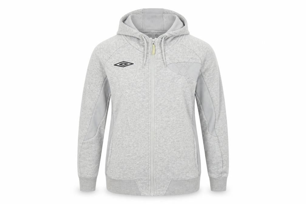 Umbro Grey Full Zip Hoodie, Size 12 Unisex, Logo Accent