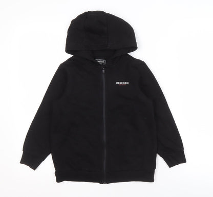 Additional front view of McKenzie boys’ black zip-up fleece jacket 7-8 years