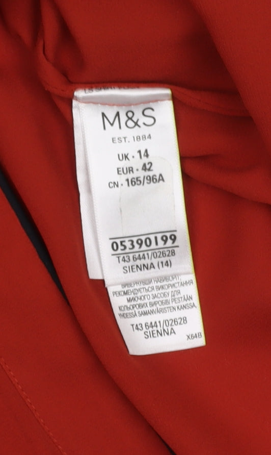 Marks & Spencer Women's Red Collared Blouse Size 14