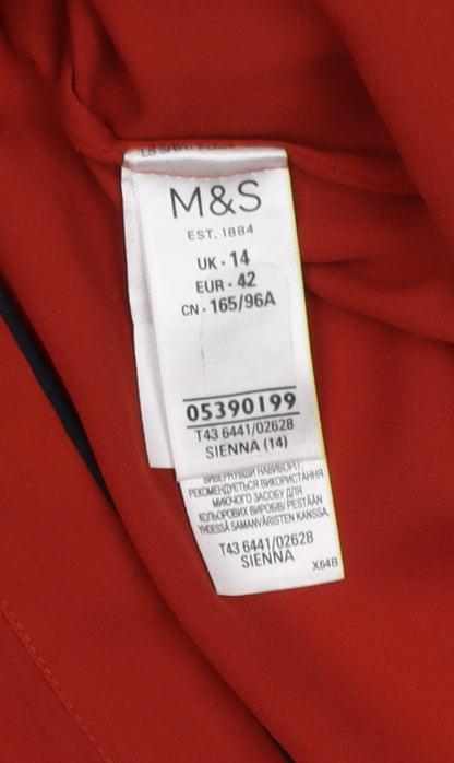 Marks & Spencer Women's Red Collared Blouse Size 14