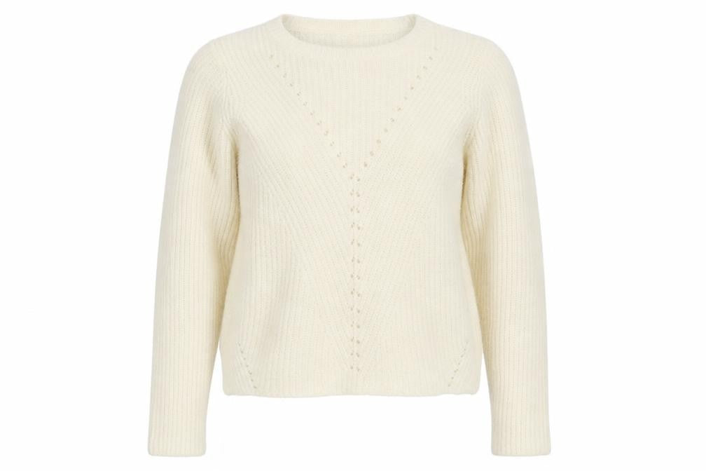 Bershka Women's Ivory Wool Blend Pullover Jumper S